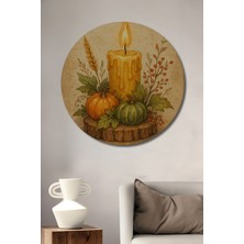 Teona Ahşap Bolluk ve Bereket Temalı Sulu Boya Görünümlü Ahşap Dekoratif Tablo Yuvarlak Duvar Tablosu