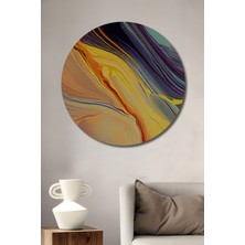 Teona Ahşap Altın Akışı Yağlı Boya Görünümlü Modern Sanat Ahşap Dekoratif Tablo Yuvarlak Duvar Tablosu