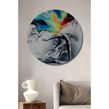 Teona Ahşap Ruhun Kozmik Dansı Yağlı Boya Görünümlü Ahşap Dekoratif Tablo Yuvarlak Duvar Tablosu