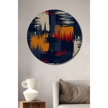 Teona Ahşap Soyut Fırça Darbesi Görünümlü Modern Sanat Ahşap Dekoratif Tablo Yuvarlak Duvar Tablosu