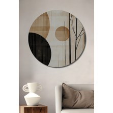 Teona Ahşap Soyut Ağaç Desenli Yağlı Boya Görünümlü Ahşap Dekoratif Tablo Yuvarlak Duvar Tablosu