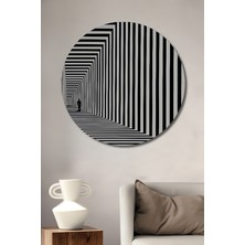 Teona Ahşap Karanlık Tünel Optik Illüzyon Ahşap Dekoratif Tablo Yuvarlak Duvar Tablosu