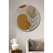 Teona Ahşap Soyut Yaprak Desenli Modern Sanat Ahşap Tablo Yuvarlak Duvar Tablosu