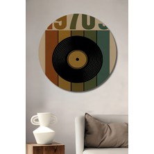 Teona Ahşap 1970S Retro Plak Sanat Ahşap Dekoratif Tablo Yuvarlak Duvar Tablosu