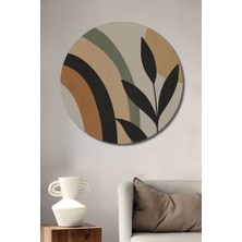 Teona Ahşap Bohem Modern Gökkuşağı ve Yaprak Sanat Tablosu Ahşap Dekoratif Tablo Yuvarlak Duvar Tablosu