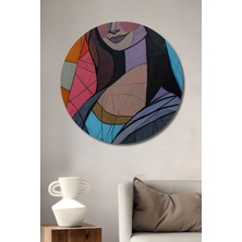 Teona Ahşap Mona Lisa Modern Sanat Yağlı Boya Görünümlü Ahşap Dekoratif Tablo Yuvarlak Duvar Tablosu
