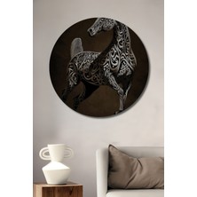 Teona Ahşap Kaligrafi Atı Sanat Tablosu Yuvarlak Duvar Tablosu