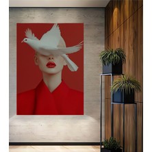 Teona Ahşap Kırmızı Aşkın Beyaz Güvercin Ev,antre,salon,ofis,mutfak,yatak Odası Tablosu Dekoratif Ahşap