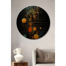 Teona Ahşap Soyut Gezegenler Yağlı Boya Görünümlü Ahşap Dekoratif Tablo Yuvarlak Duvar Tablosu