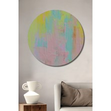 Teona Ahşap Soyut Renk Cümbüşü Yağlı Boya Görünümlü Ahşap Dekoratif Tablo Yuvarlak Duvar Tablosu