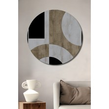Teona Ahşap Modern Soyut Geometrik Desen Ahşap Dekoratif Tablo Yuvarlak Duvar Tablosu