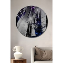 Teona Ahşap Soyut Kırık Cam Görünümlü Modern Sanat Ahşap Dekoratif Tablo Yuvarlak Duvar Tablosu