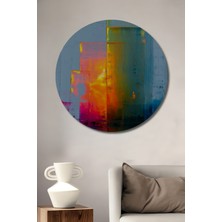 Teona Ahşap Soyut Renk Patlaması Yağlı Boya Görünümlü Ahşap Dekoratif Tablo Yuvarlak Duvar Tablosu