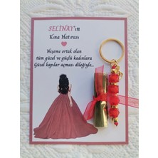 İ&DBABY 100 Adet Özel Tasarım Kına Hatırası Dağıtmalık Hediyelik Kırmızı Anahtarlık ve Paketlenmiş Kına