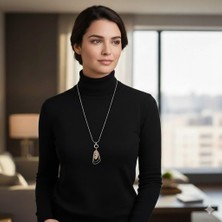 Generica Sevgililer Günü Hediyesi Modern Geometrik Tasarım Üç Renk Gümüş Gold Büyük Uzun Yılan Zincir Kolye