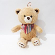 Renkli Çiçekler 30 cm Kilim Desenli Fularlı Peluş Oyuncak Sevimli Ayı