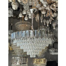 LED Yeni Model 80 cm Kristal Lüx Salon Avize Krom Renk Ithal Kasa