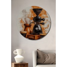 Teona Ahşap Kahve Molası Sulu Boya Görünümlü Ahşap Dekoratif Tablo Yuvarlak Duvar Tablosu