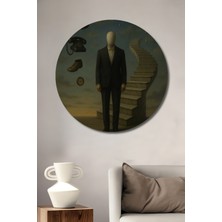 Teona Ahşap Sürreal Zamanın Adamı Yağlı Boya Görünümlü Ahşap Dekoratif Tablo Yuvarlak Duvar Tablosu