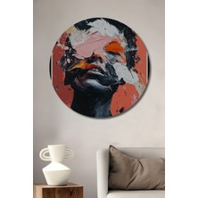 Teona Ahşap Dinamik Ifade Yağlı Boya Görünümlü Ahşap Tablo Yuvarlak Duvar Tablosu