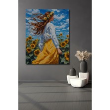 Teona Ahşap Ayçiçek Tarlası Güzeli Yağlı Boya Görünümlü Ahşap Dekoratif Ev,antre,salon,ofis,mutfak Tablo