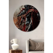 Teona Ahşap Spartalı Savaşçılar Yağlı Boya Görünümlü Ahşap Dekoratif Tablo Yuvarlak Duvar Tablosu