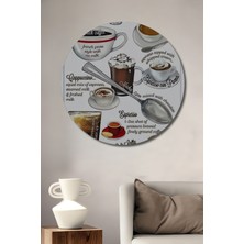 Teona Ahşap Kahve Çeşitleri Yağlı Boya Görünümlü Ahşap Dekoratif Tablo Yuvarlak Duvar Tablosu