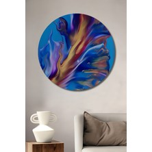 Teona Ahşap Soyut Akışkan Sanat Yağlı Boya Görünümlü Ahşap Dekoratif Tablo Yuvarlak Duvar Tablosu