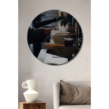 Teona Ahşap Kahve Makinesi Espresso Yapım Sahnesi Yağlı Boya Görünümlü Ahşap Dekoratif Tablo Yuvarlak Duvar Tablosu