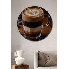 Teona Ahşap Katmanlı Kahve Sanatı Yağlı Boya Görünümlü Ahşap Dekoratif Tablo Yuvarlak Duvar Tablosu