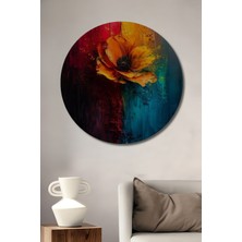 Teona Ahşap Canlı Renkler Orkestrası Yağlı Boya Görünümlü Dekoratif Ahşap Tablo Yuvarlak Duvar Tablosu
