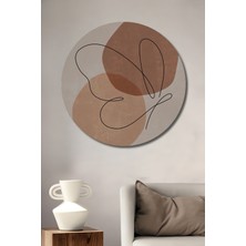 Teona Ahşap Soyut Formlar Yağlı Boya Görünümlü Ahşap Dekoratif Tablo Yuvarlak Duvar Tablosu