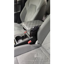 Stilcar Oto Aksesuar Lüks Deri Araç Kolçak Koruyucu - Yan Cepli Konsol  - Siyah Kapitoneli Desenli