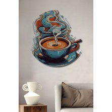 Teona Ahşap Buharlı Kahve Sanat Tablosu Yağlı Boya Görünümlü Dekoratif Ahşap Tablo Yuvarlak Duvar Tablosu