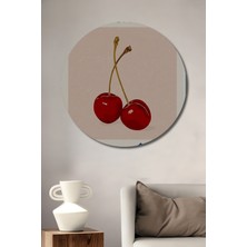 Teona Ahşap Lezzetli Kiraz Sanat Tablosu Ahşap Dekoratif Tablo Yuvarlak Duvar Tablosu
