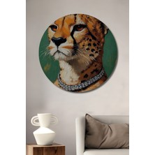 Teona Ahşap Asil Çita Yağlı Boya Görünümlü Ahşap Dekoratif Tablo Yuvarlak Duvar Tablosu