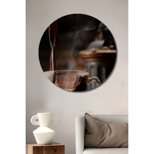 Teona Ahşap Sıcak Kahve Esintisi Yağlı Boya Görünümlü Dekoratif Ahşap Tablo Yuvarlak Duvar Tablosu