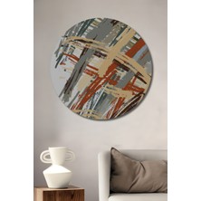 Teona Ahşap Soyut Fırça Darbeleri Görünümlü Ahşap Dekoratif Tablo Yuvarlak Duvar Tablosu