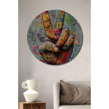 Teona Ahşap Barış Işareti Graffiti Sanatçı Tablosu Yuvarlak Duvar Tablosu