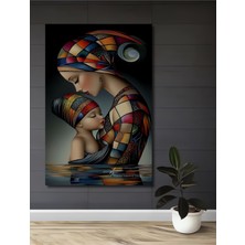 Teona Ahşap Renklerin Büyüsü Anne Çocuk Yağlı Boya Görünümlü Ahşap Dekoratif Ev,antre,salon,ofis,mutfak Tablo