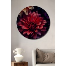 Teona Ahşap Canlı Renk Pastel Boya Görünümlü Çiçek Tablosu Ahşap Dekoratif Tablo Yuvarlak Duvar Tablosu