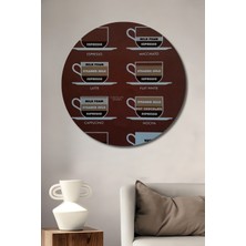 Teona Ahşap Kahve Ustaları Rehberi Yağlı Boya Görünümlü Ahşap Tablo Yuvarlak Duvar Tablosu