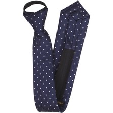 Prokravat Lacivert Beyaz Puanlı Fermuarlı Kravat