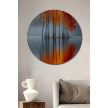 Teona Ahşap Sonbaharın Büyülü Renkleri Sulu Boya Görünümlü Ahşap Dekoratif Tablo Yuvarlak Duvar Tablosu