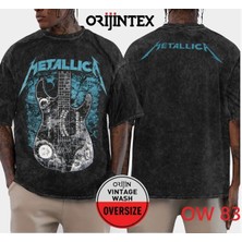 Metallica Yıkamalı Over Size Tişört L