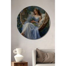 Teona Ahşap Masalsı Orman Kuşağı Sulu Boya Görünümlü Ahşap Dekoratif Tablo Yuvarlak Duvar Tablosu