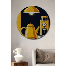 Teona Ahşap Modern Yağlı Boya Görünümlü Sarı Kahve Seti Ahşap Dekoratif Tablo Yuvarlak Duvar Tablosu