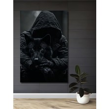 Teona Ahşap Gızemlı Kurt ve Maskeli Insan Yağlı Boya Görünümlü Ahşap Dekoratif Ev,antre,salon,ofis,mutfak Tablo