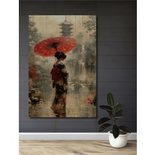 Teona Ahşap Japon Güzeli Yağlı Boya Görünümlü Ahşap Dekoratif Ev,antre,salon,ofis,mutfak,yatak Odası Tablo