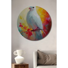 Teona Ahşap Baharın Kanatları Yağlı Boya Görünümlü Ahşap Dekoratif Tablo Yuvarlak Duvar Tablosu